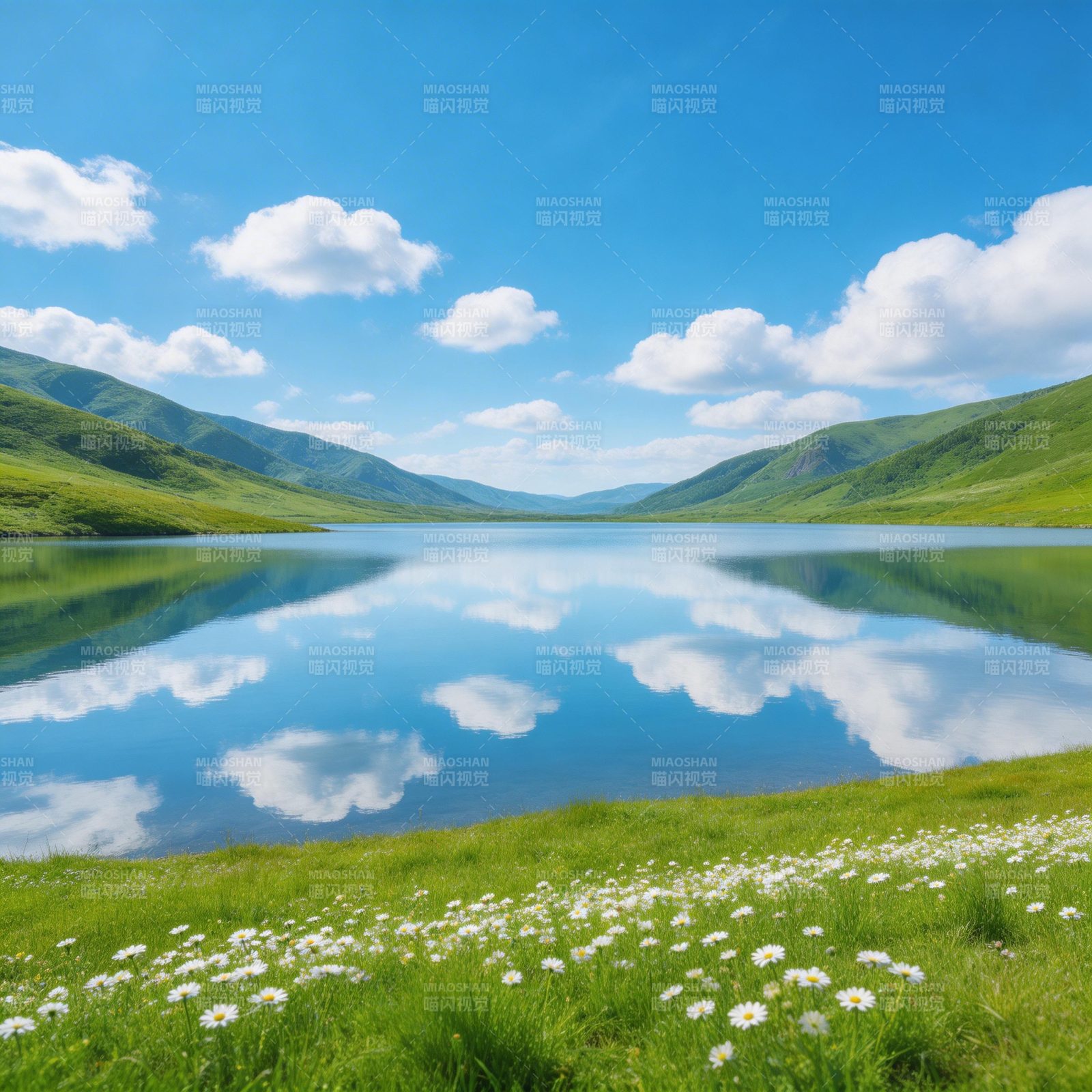 湖光山色映云天图片