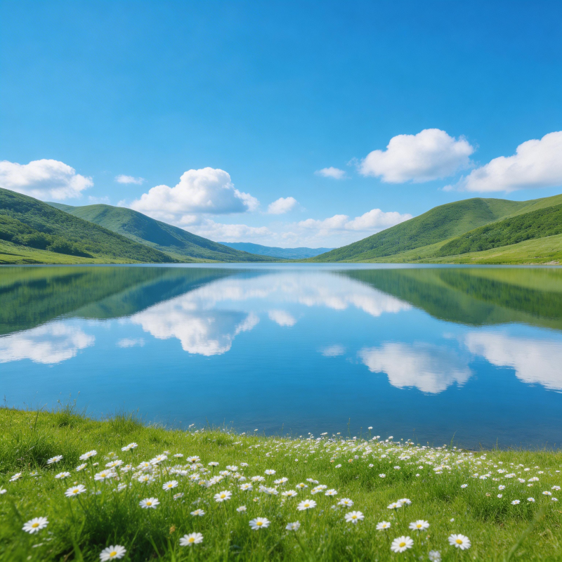 湖光山色 花海如梦图片