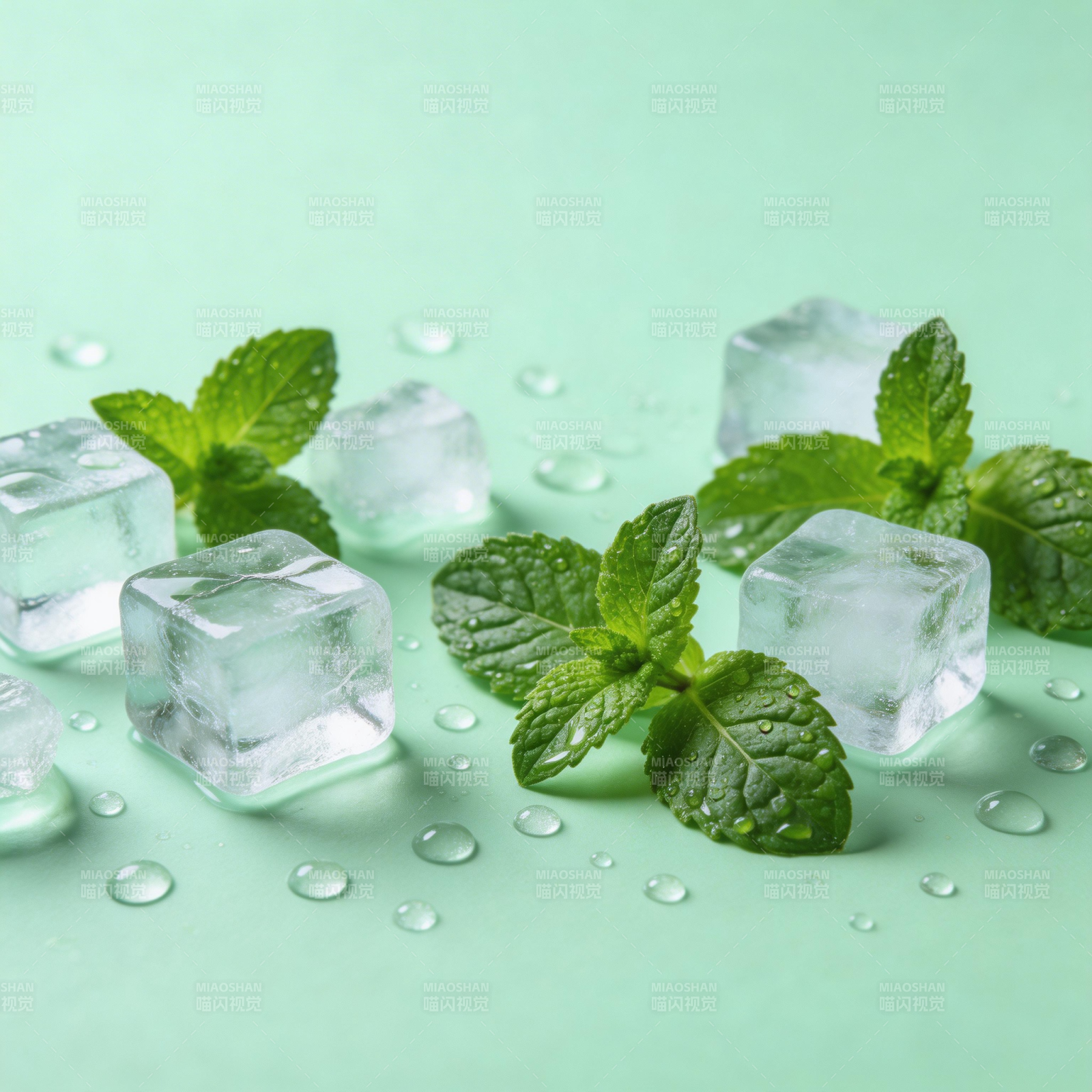 薄荷冰块清凉一夏图片