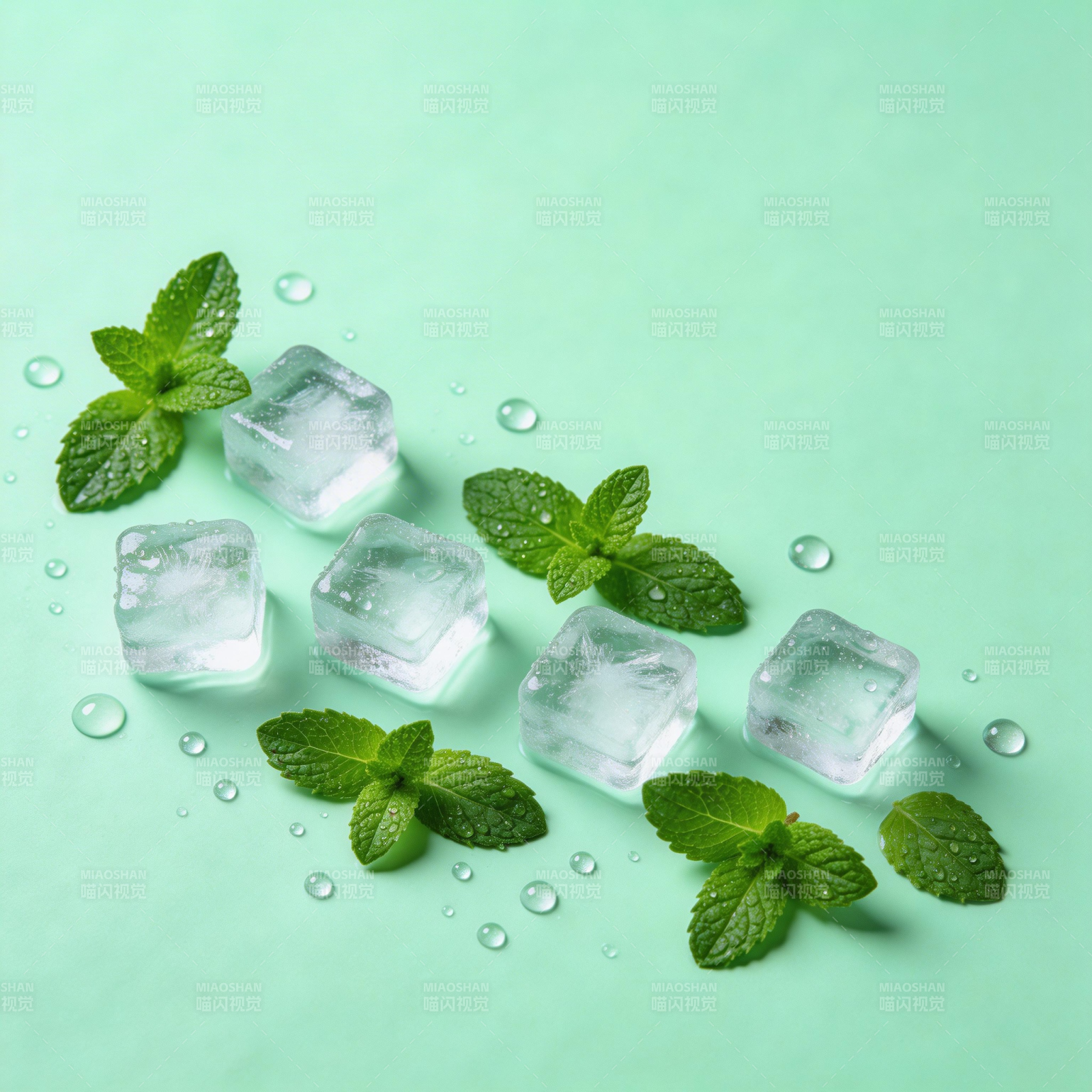 薄荷冰块清凉一夏图片