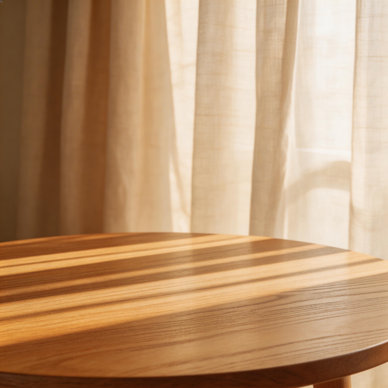 阳光洒落的木桌图片