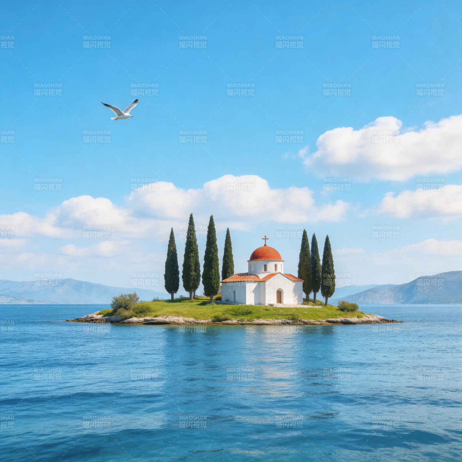 湖心小岛教堂图片