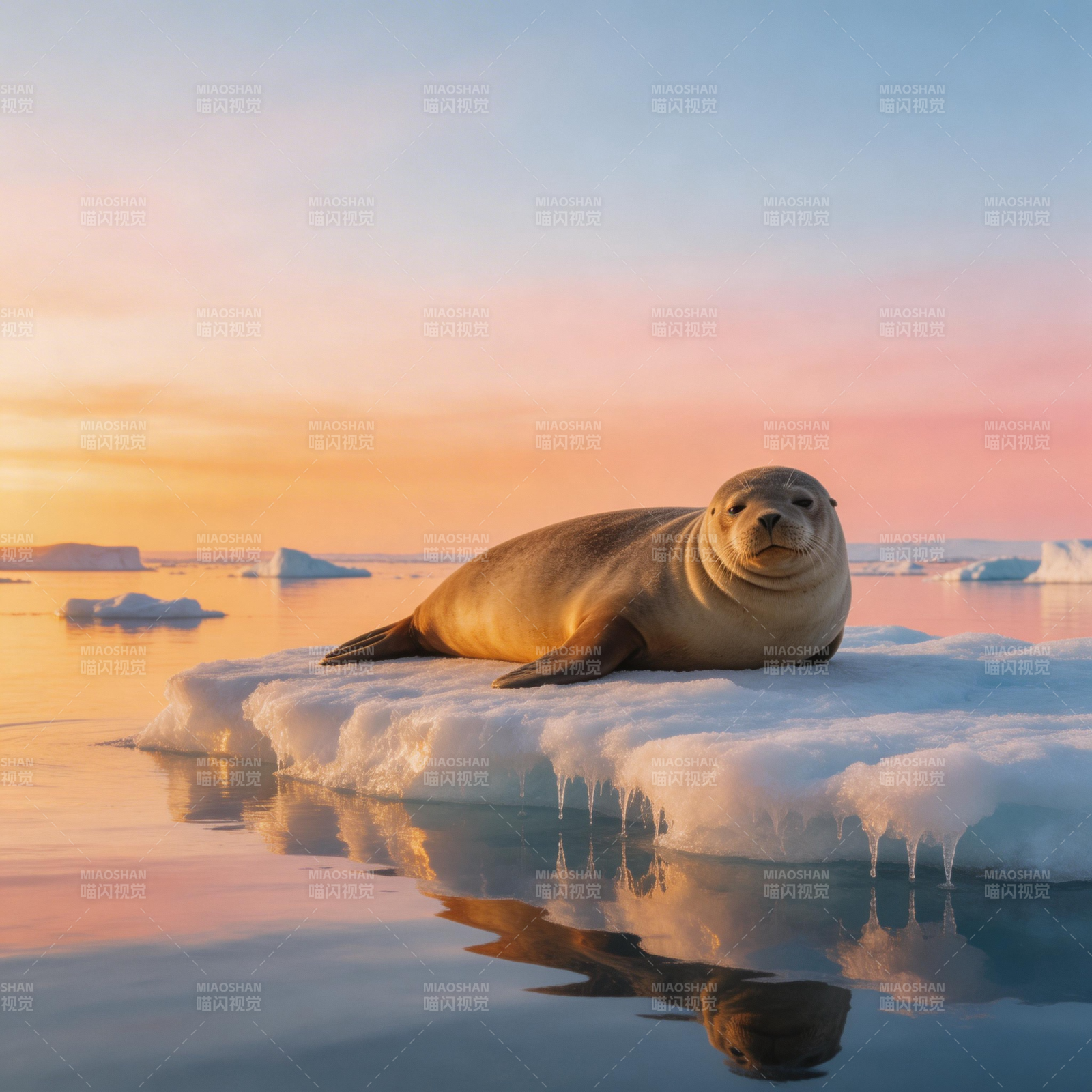 冰上静卧的海豹图片
