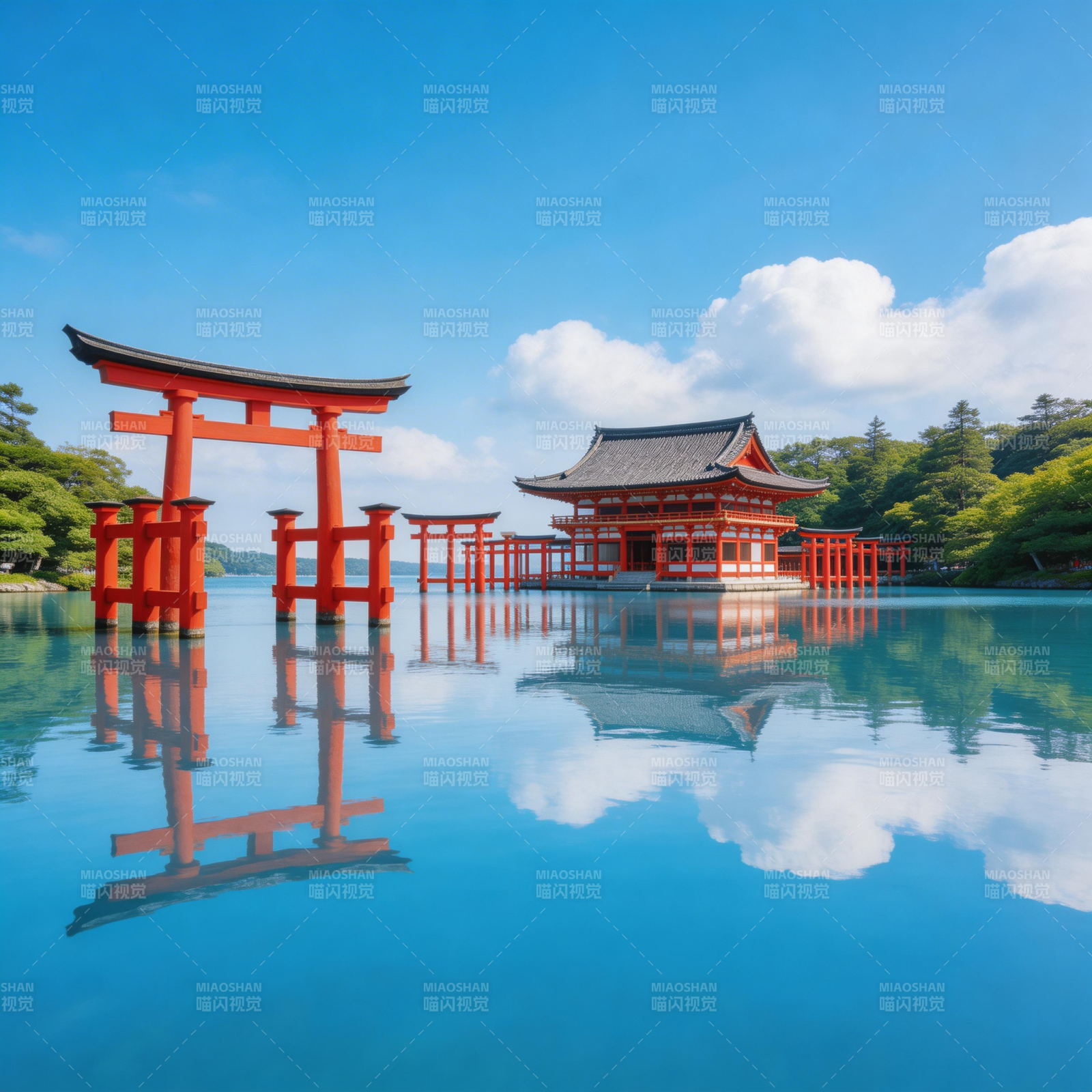 浮水神社红门映图片