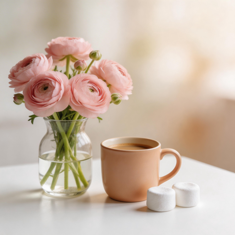 花与咖啡的静谧时光图片