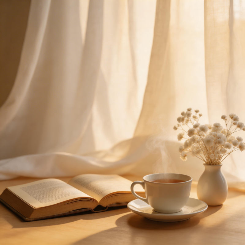 静谧时光 书与茶香图片