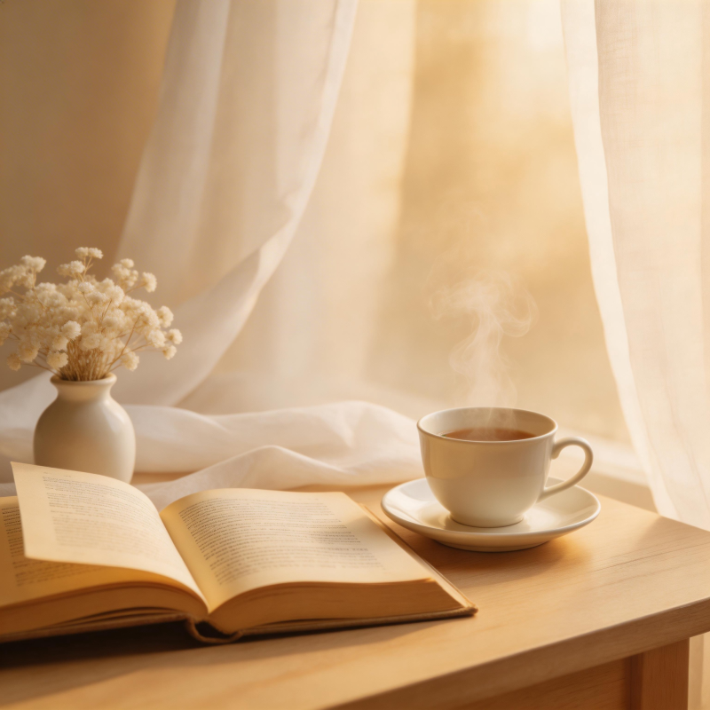 晨光书影茶香图片