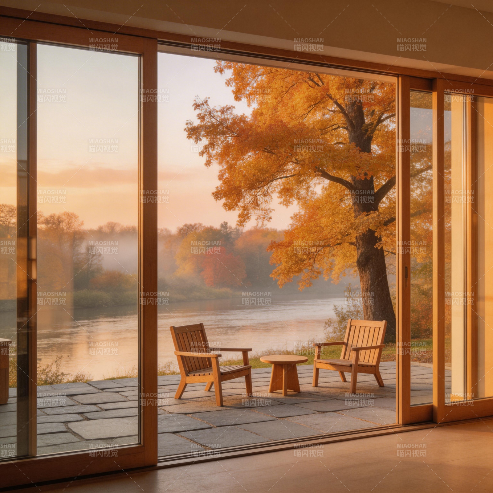 秋日湖畔静谧时光图片