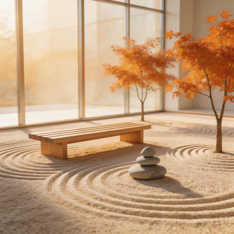 禅意庭院静谧秋景图片