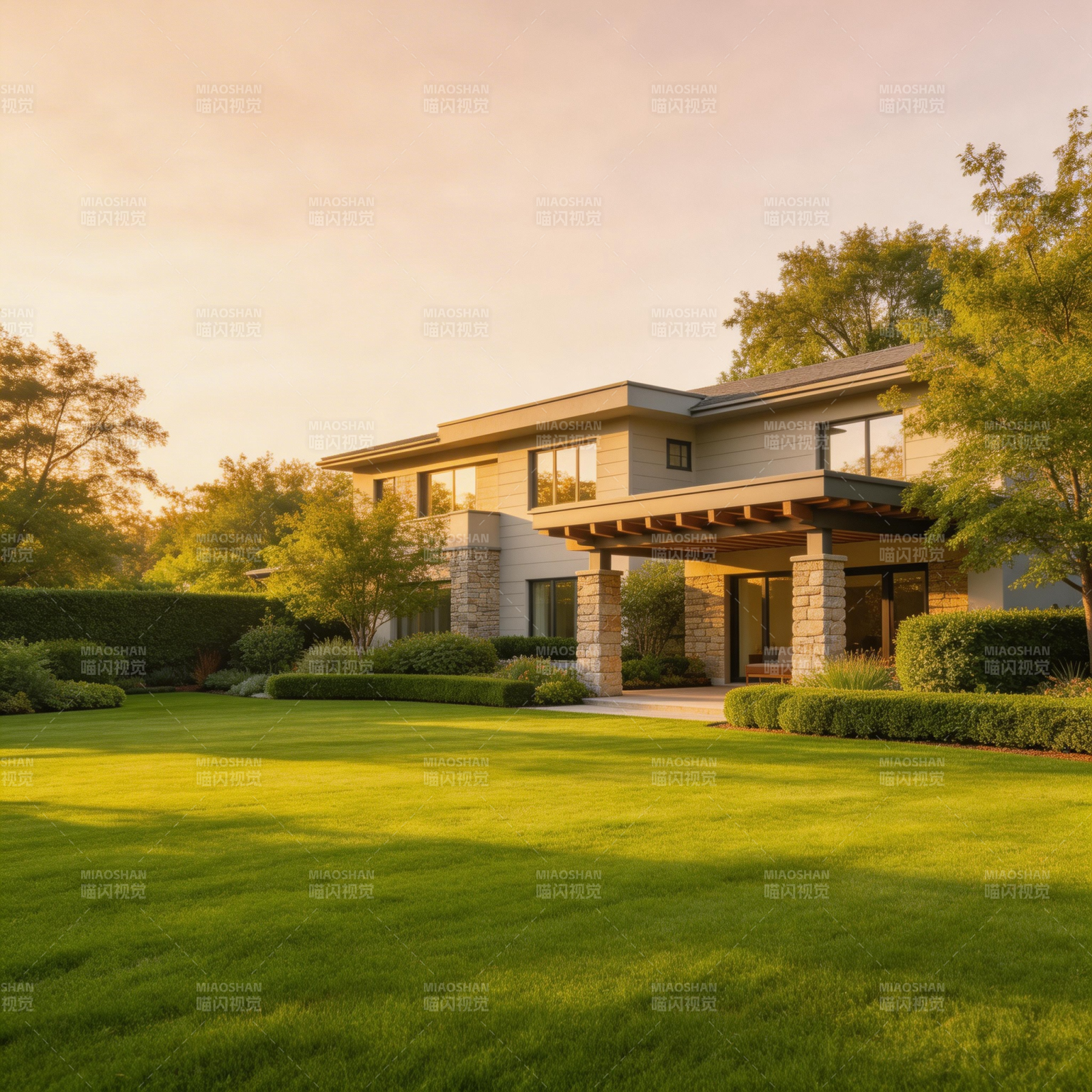 现代别墅庭院风光图片