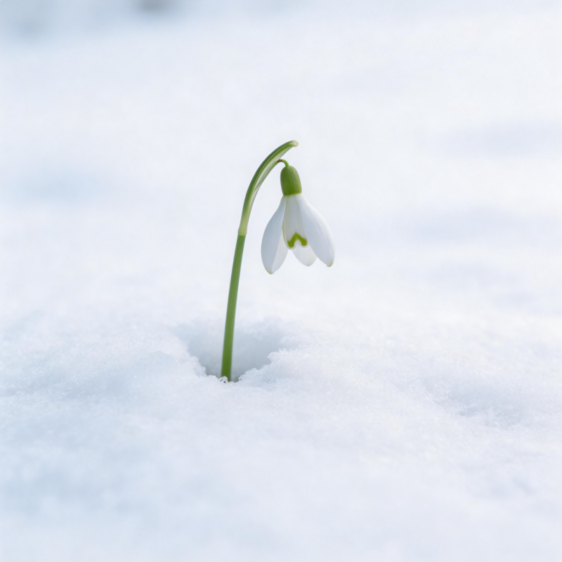 雪中孤花绽放图片