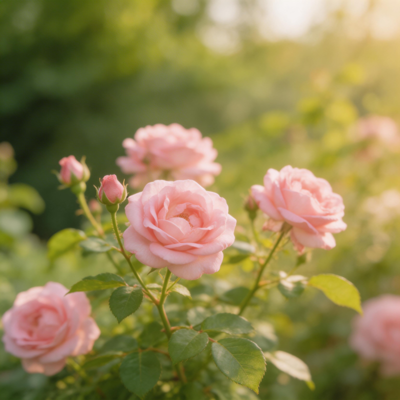 粉玫瑰绽放花园图片