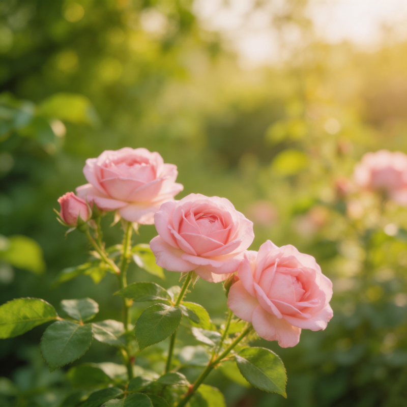 粉玫瑰绽放花园图片