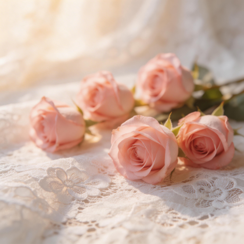 粉玫瑰静谧绽放图片