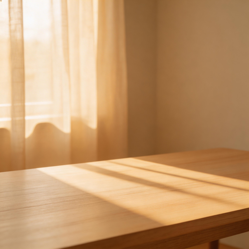 阳光洒落的木桌图片