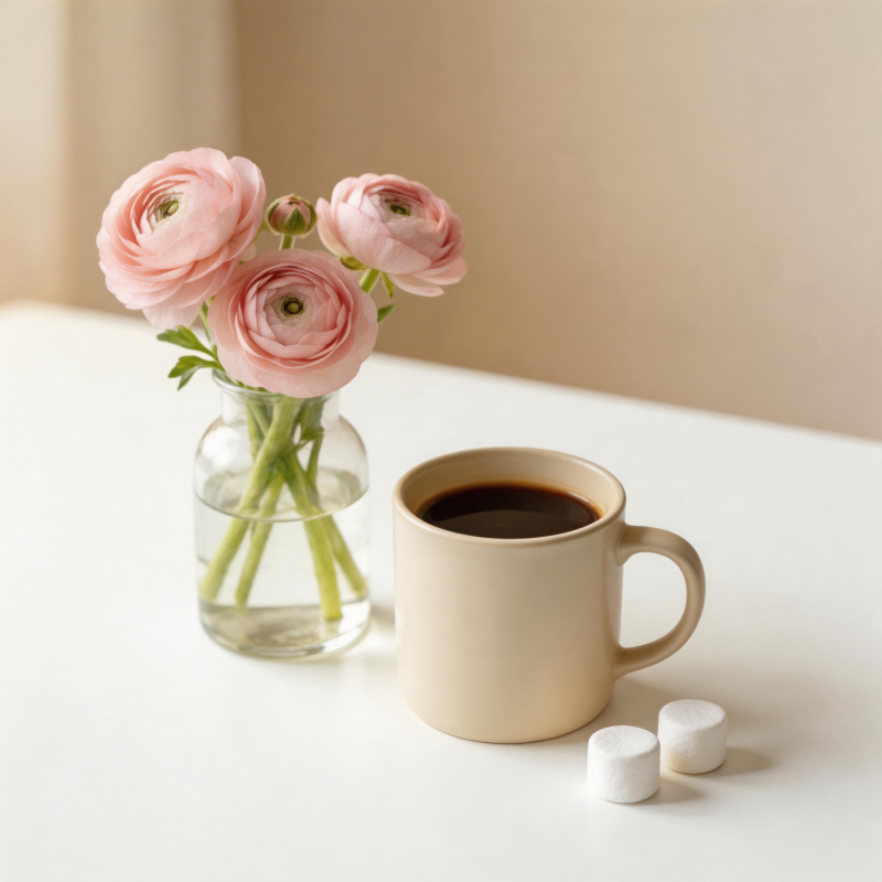 花与咖啡的静谧时光图片