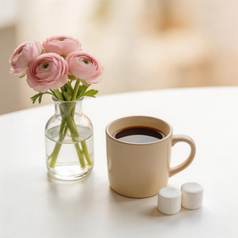 花与咖啡的静谧时光图片