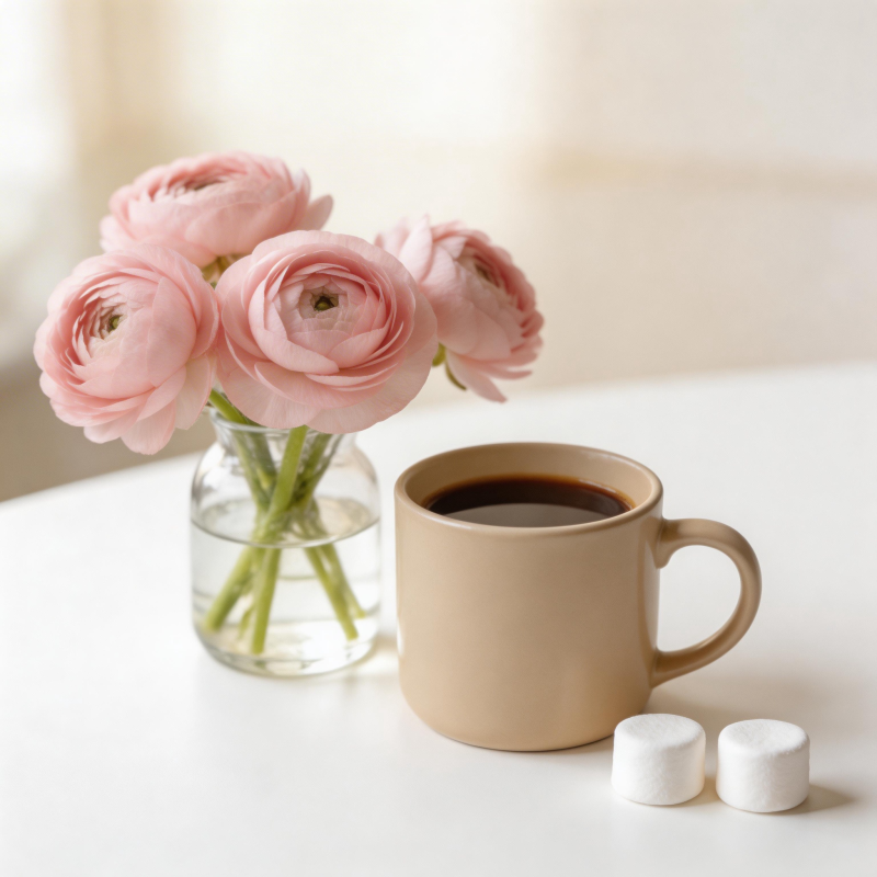 花与咖啡的静谧时光图片