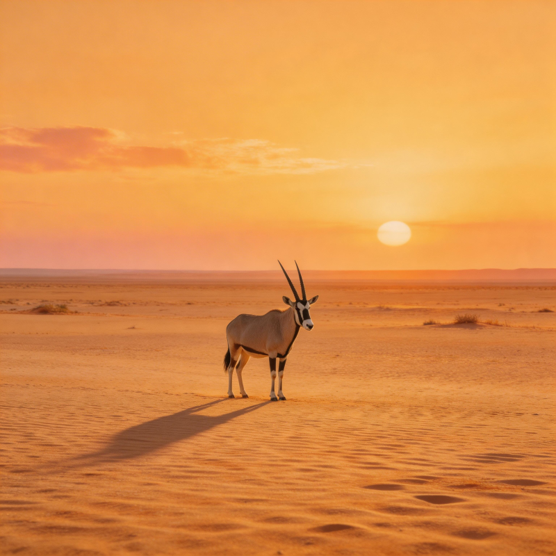 沙漠孤影 日落时分图片