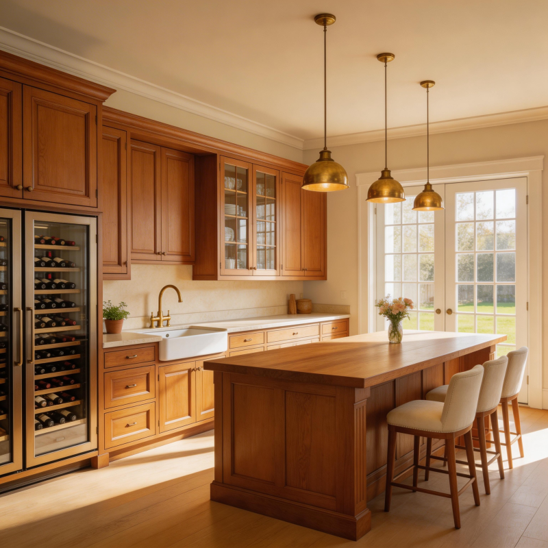 温馨木制厨房图片