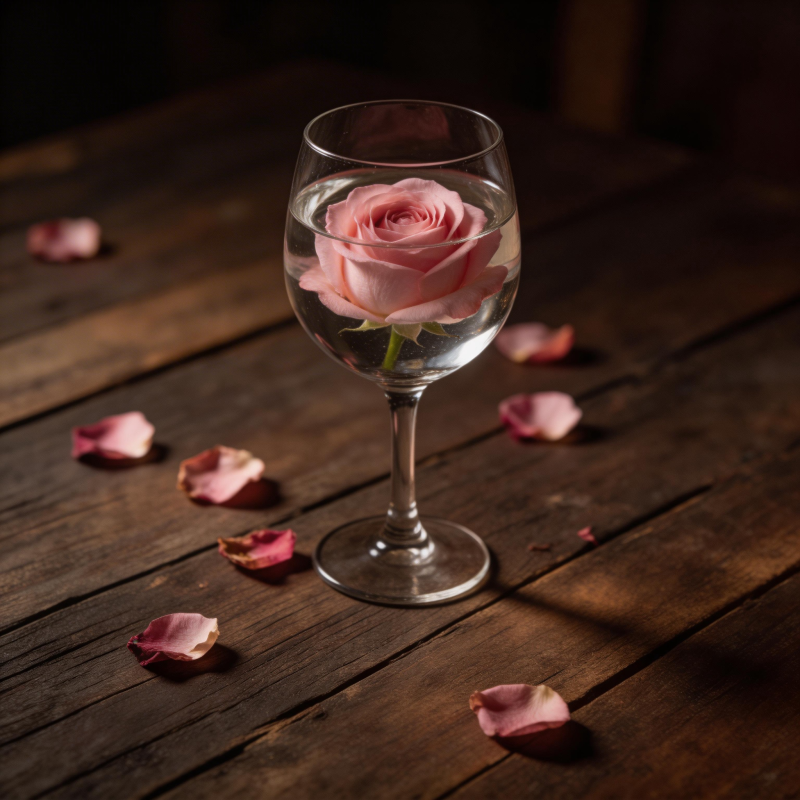 玫瑰水中绽放图片