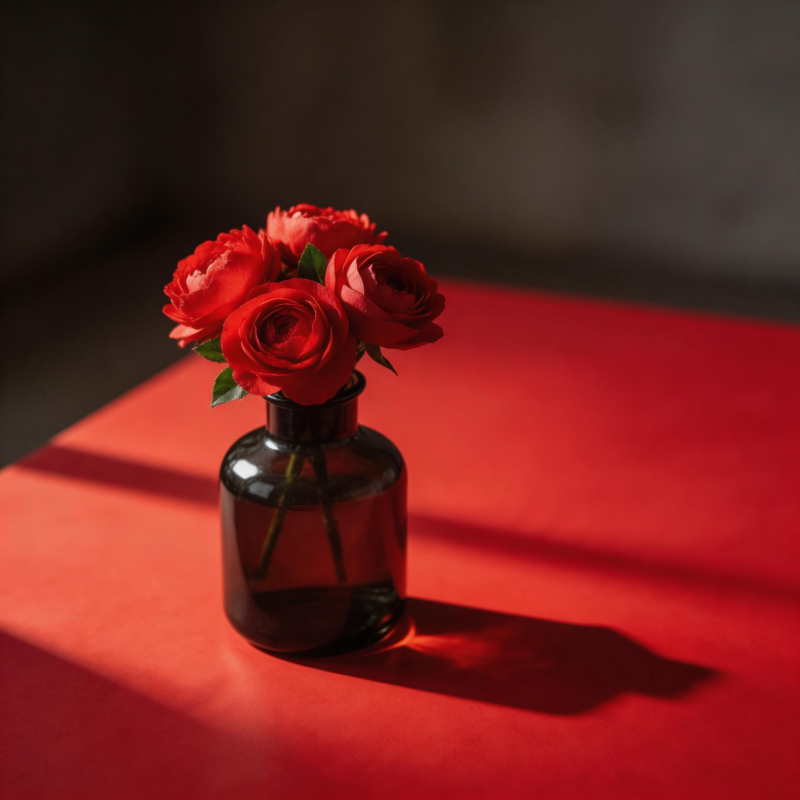 红玫瑰静谧绽放图片