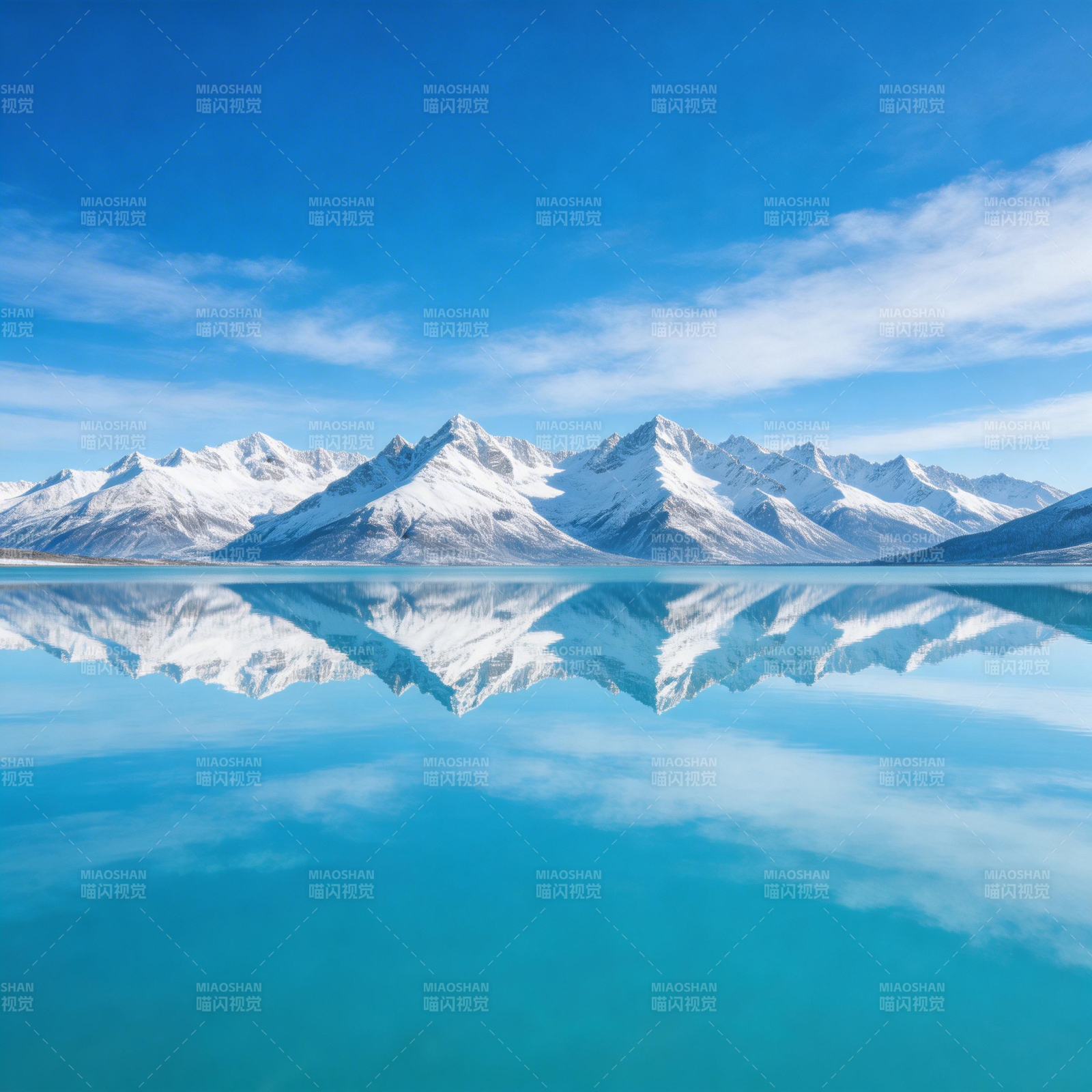 雪山倒影湖中图片