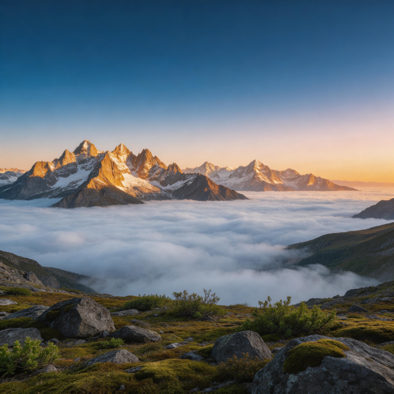 云海之上 雪山巍峨图片