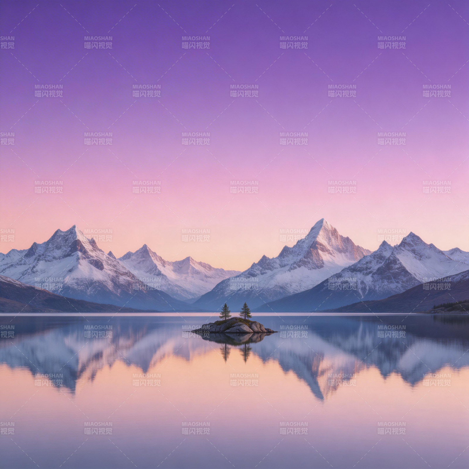 湖光山色映晨曦图片