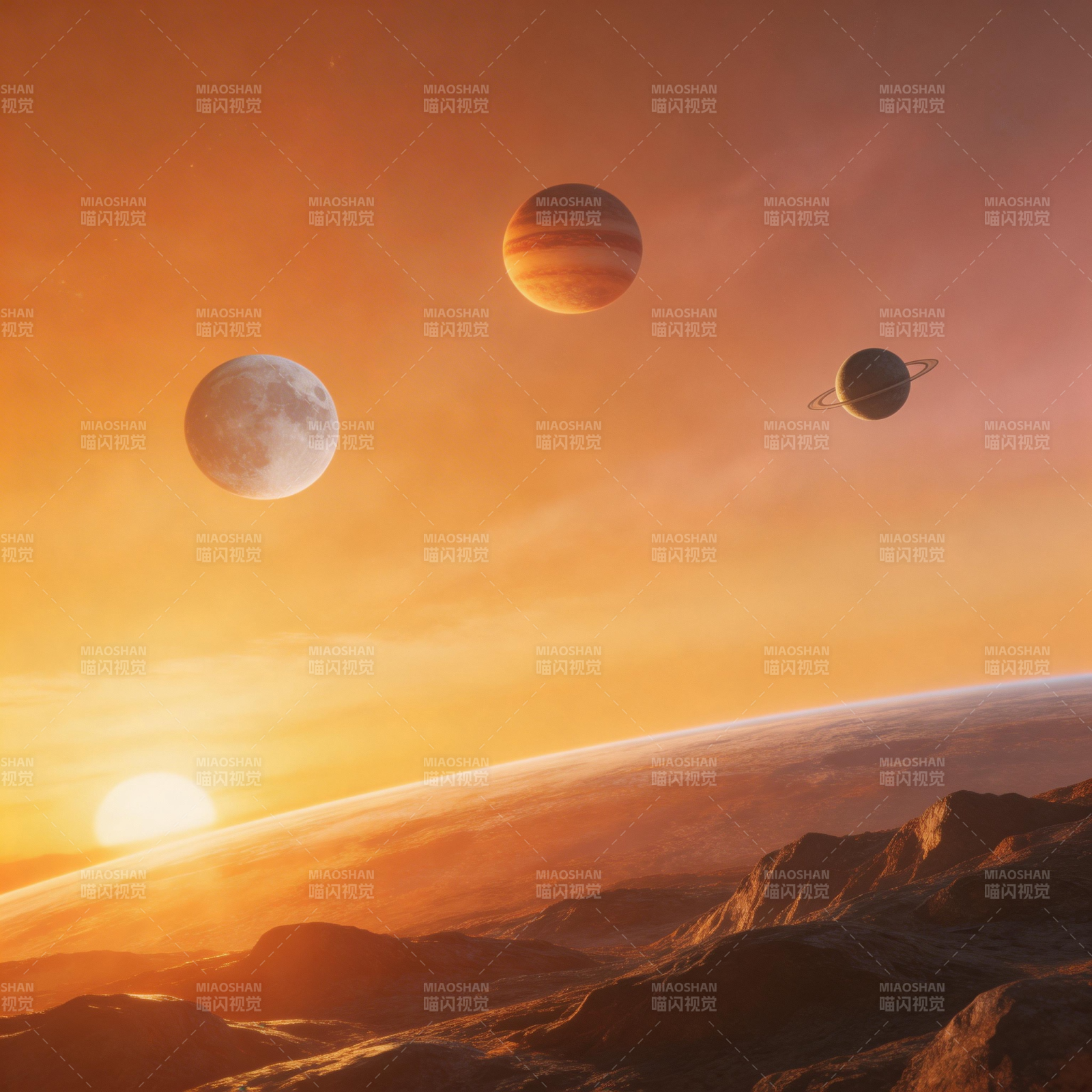 异星日落三行星图片