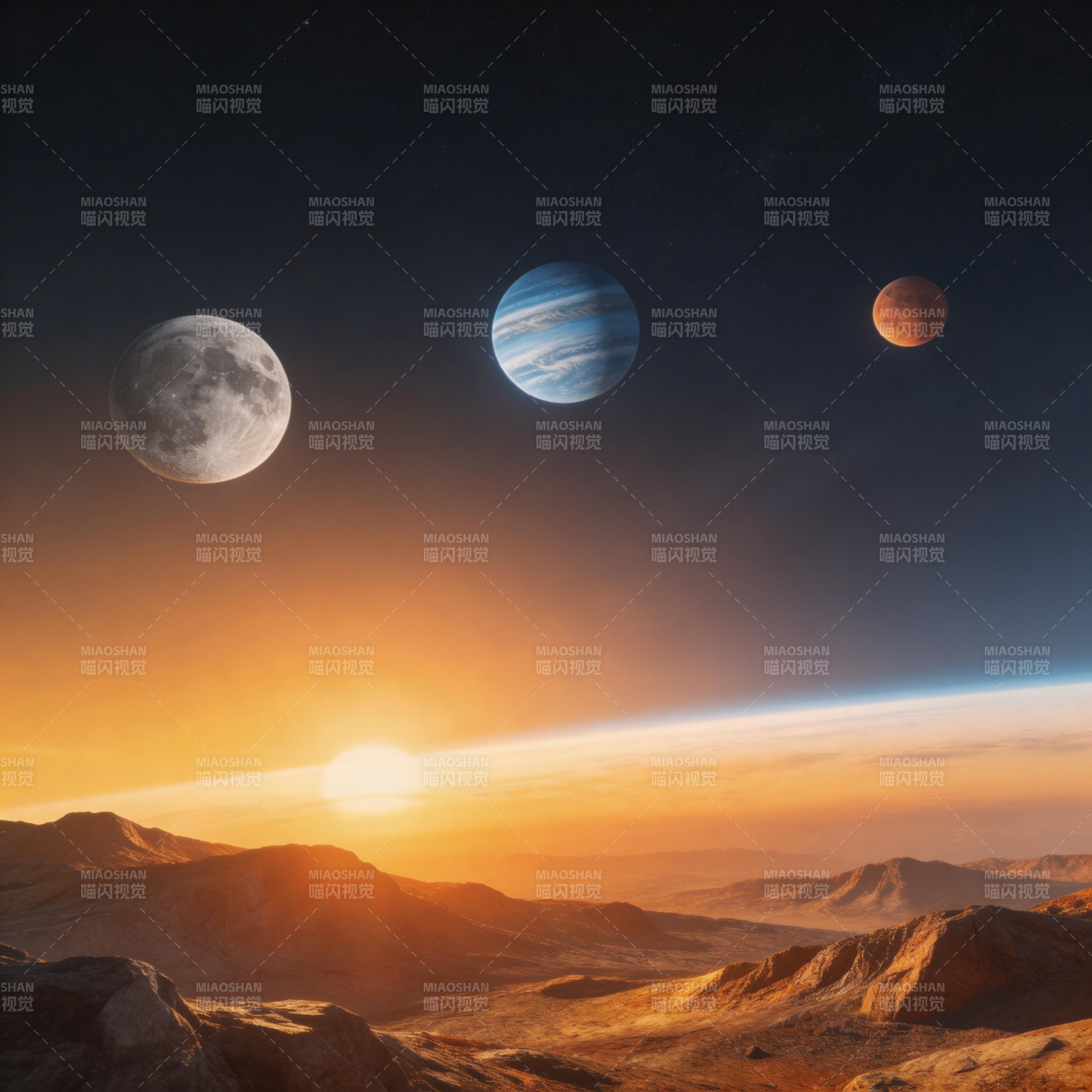 三月同辉 异星日出图片