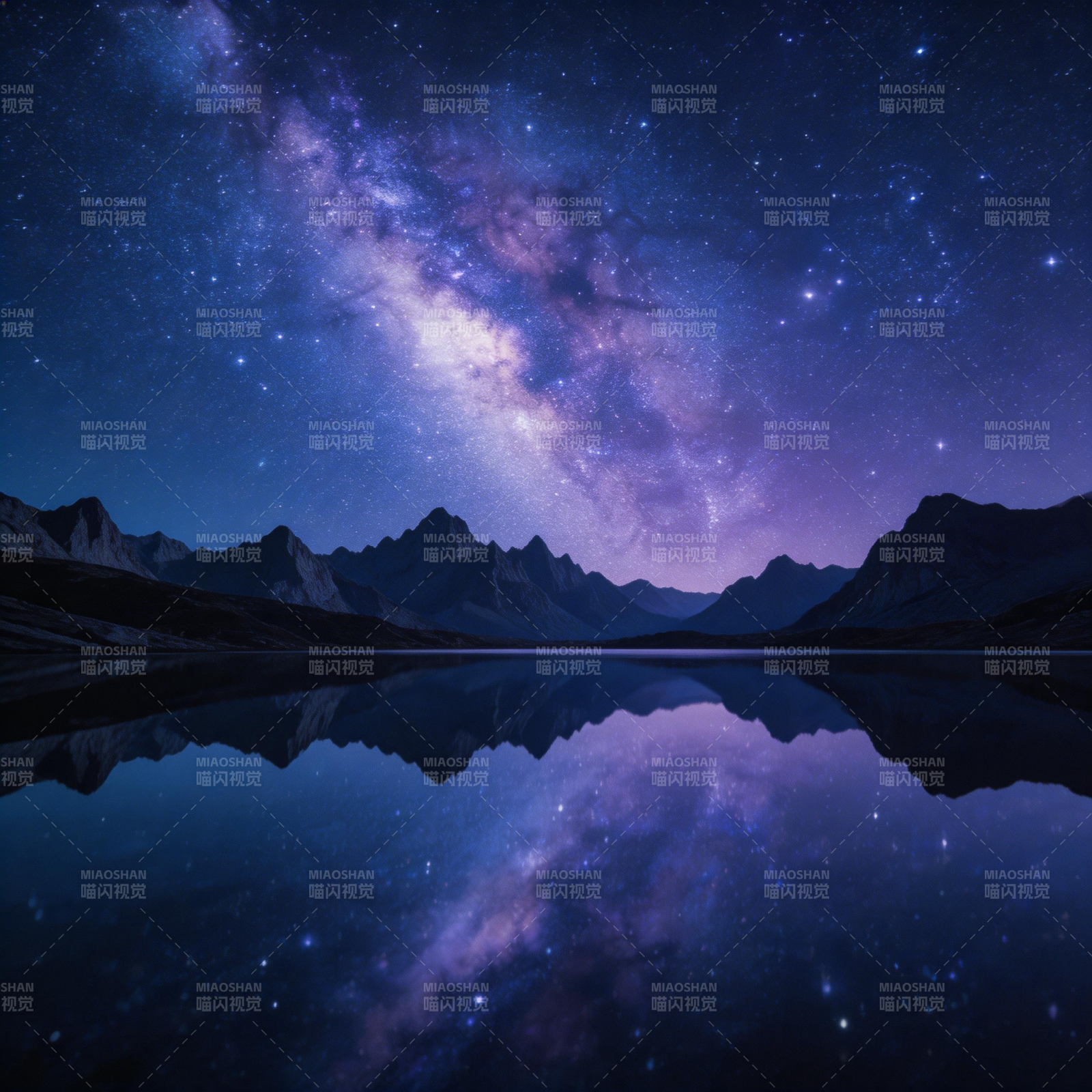 星河倒映山湖夜图片