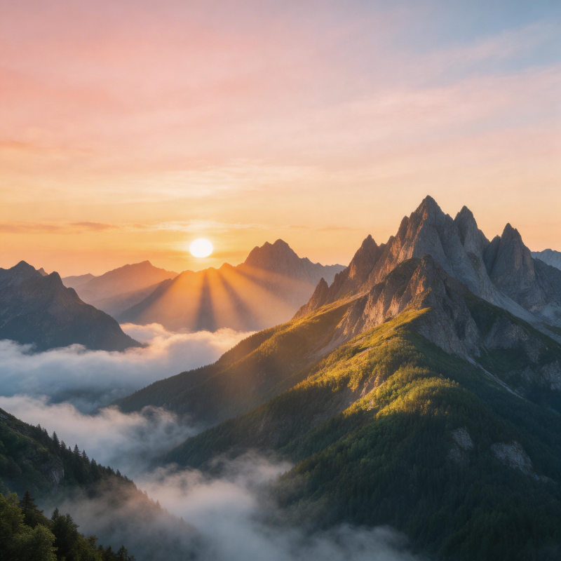 日出山巅云海图片