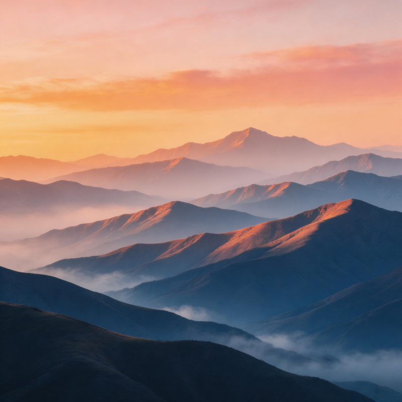 山峦叠翠晨曦照图片