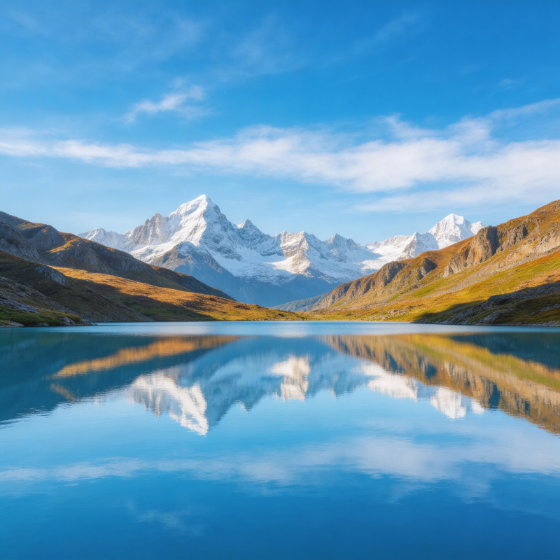 雪山倒影湖光图片