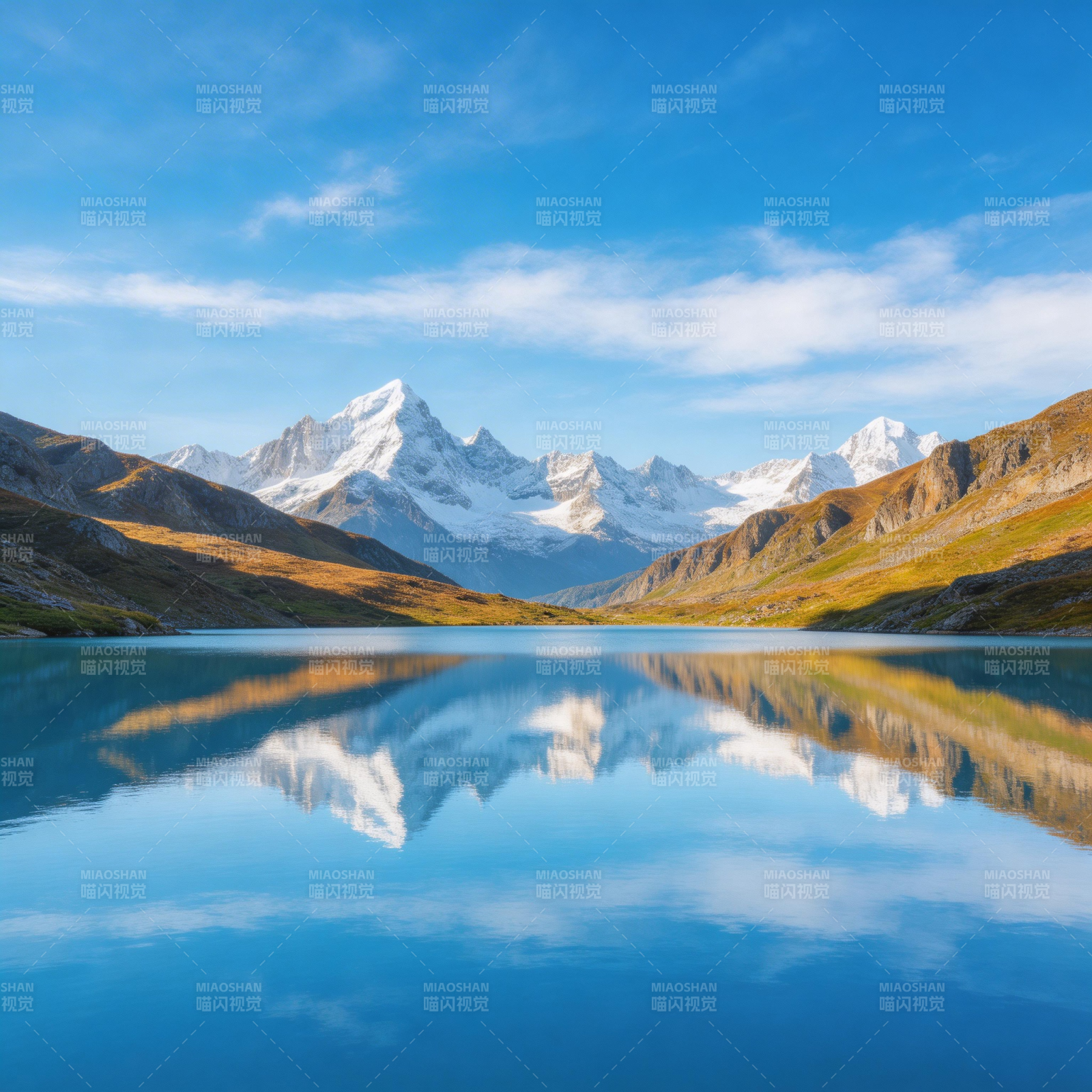 雪山倒影湖光图片