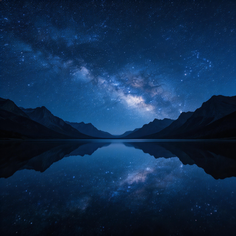 星河映湖夜图片