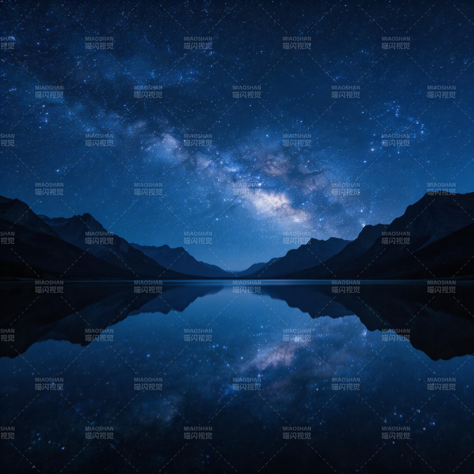 星河映湖夜图片