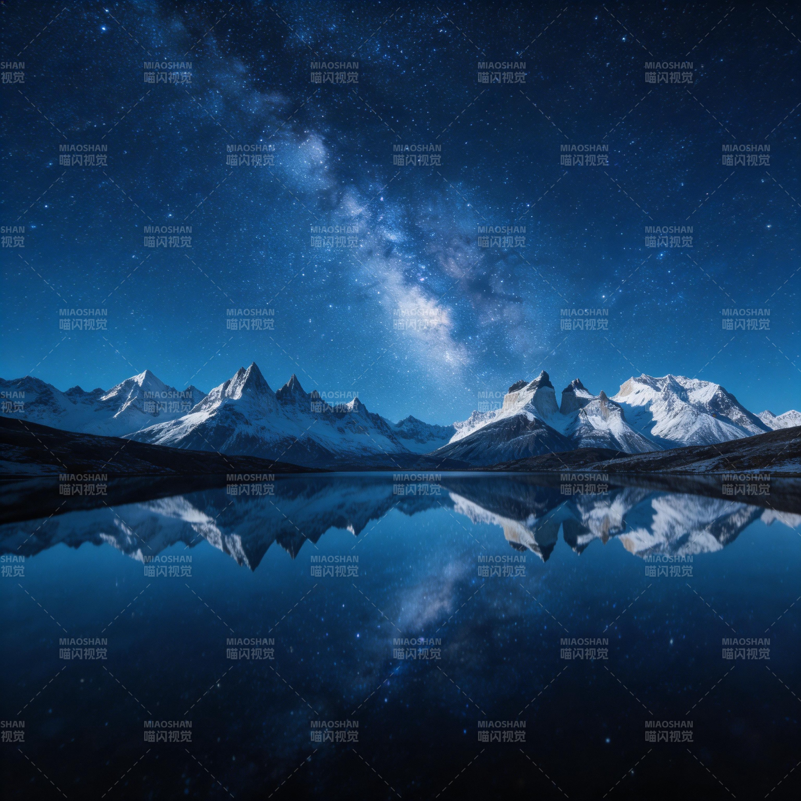 星河映雪山图片