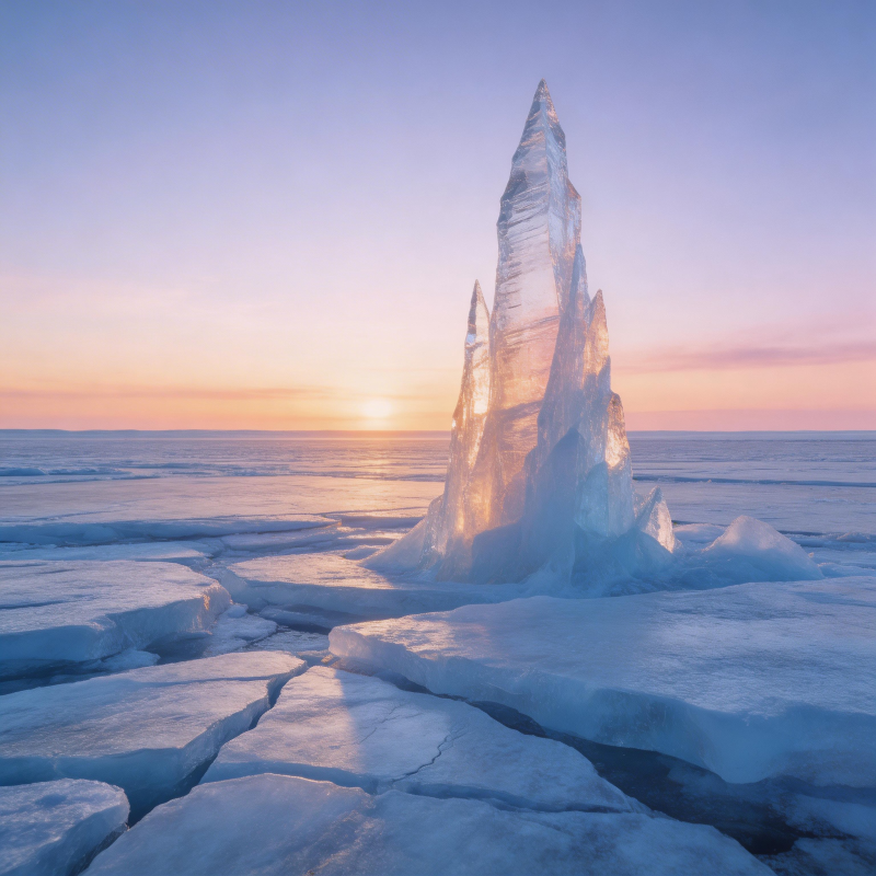 冰塔日出图片
