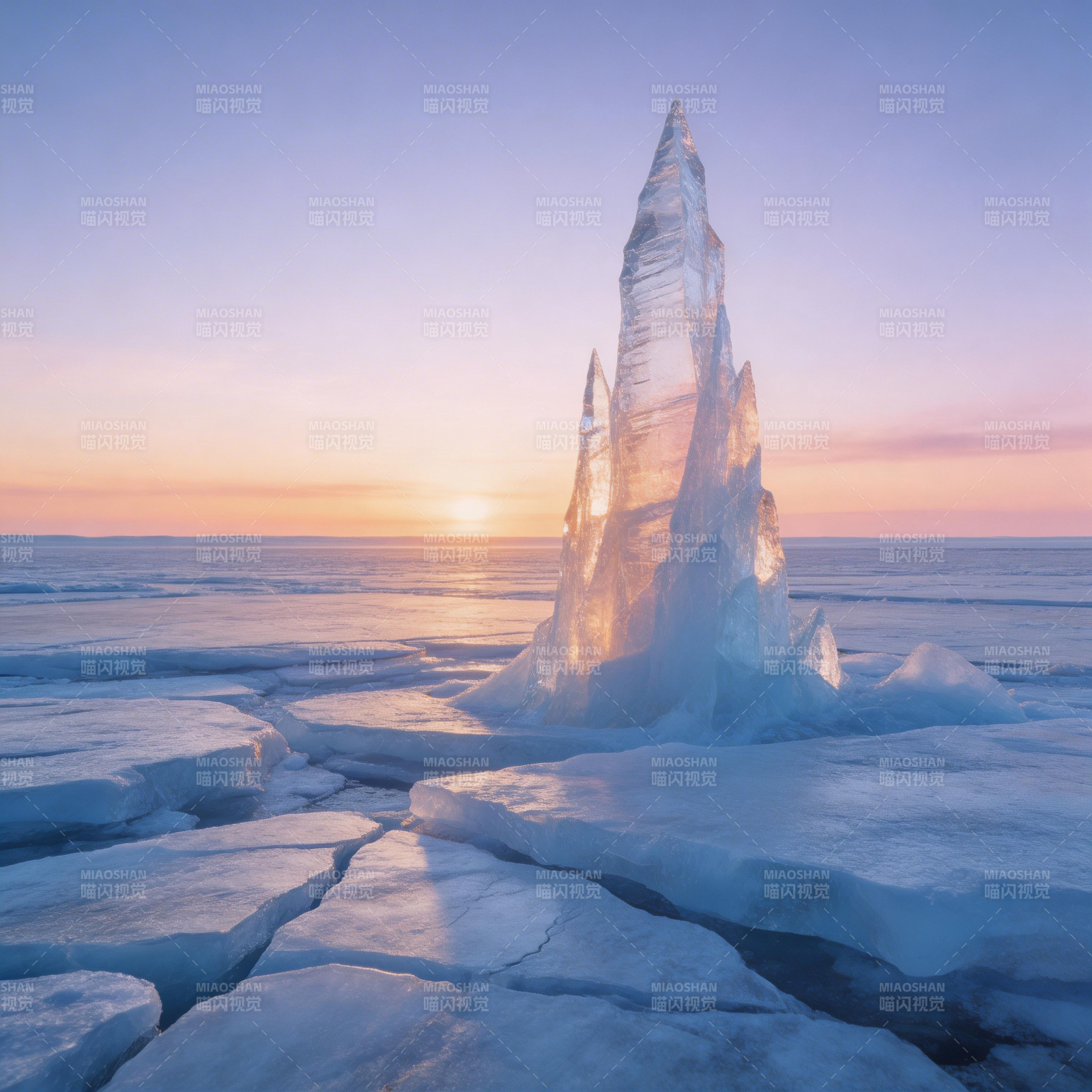 冰塔日出图片