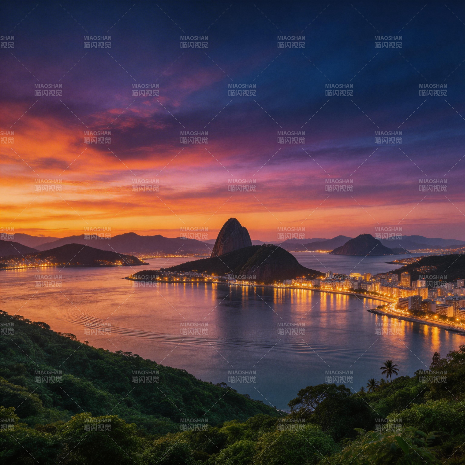 里约日落美景图片