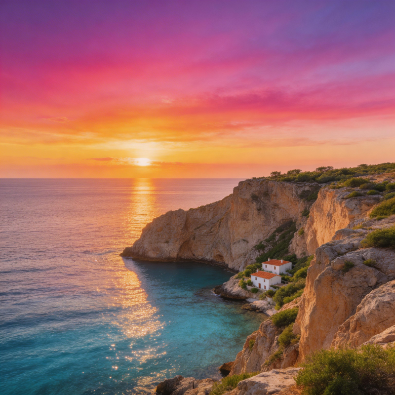 悬崖日落美景图片