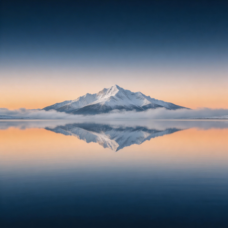 雪山倒影湖中图片