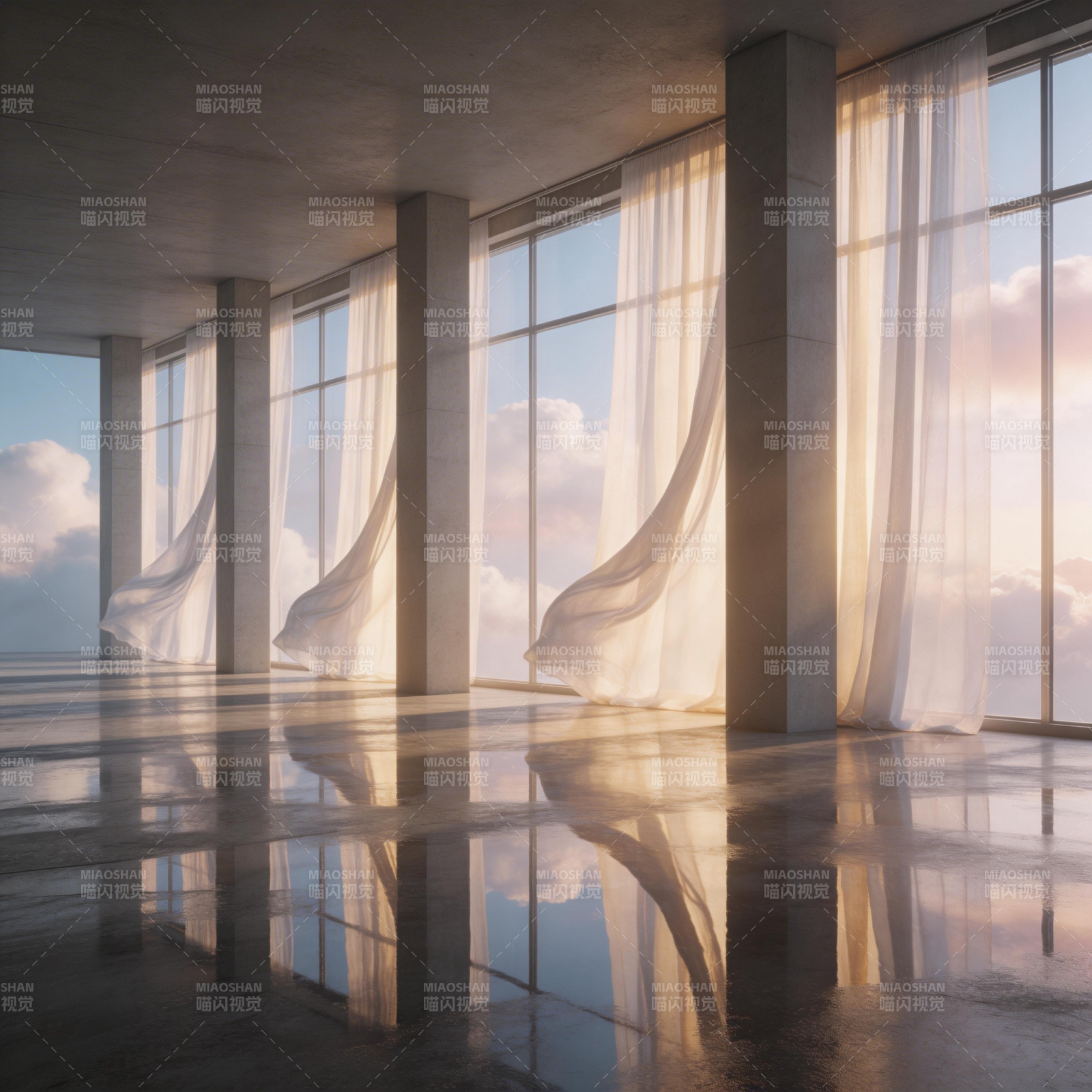 光影流动的窗景图片