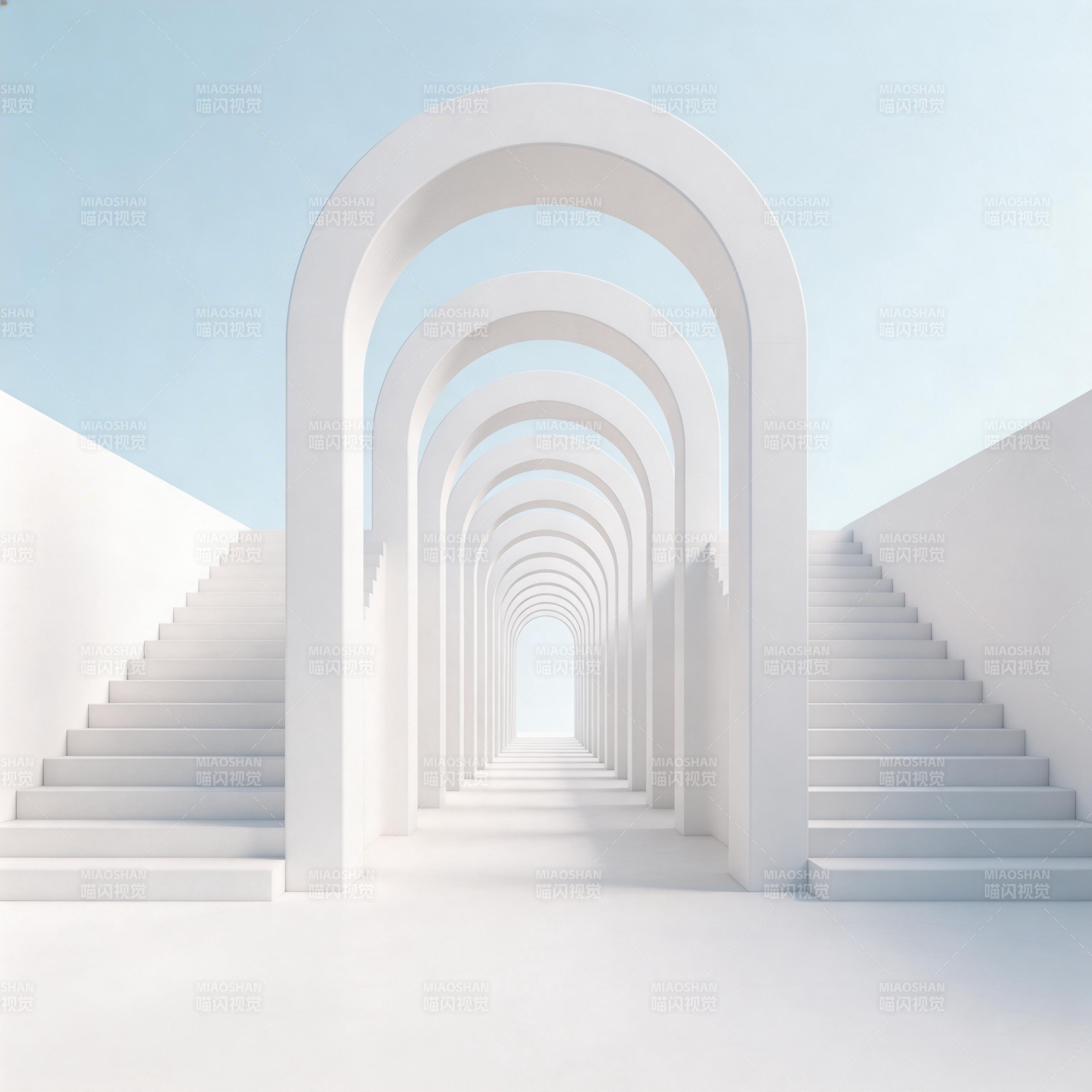 白色拱门长廊图片