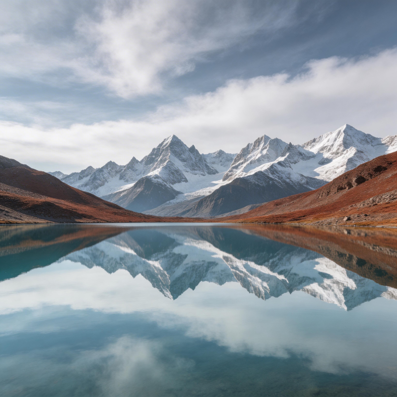 雪山倒影湖中图片