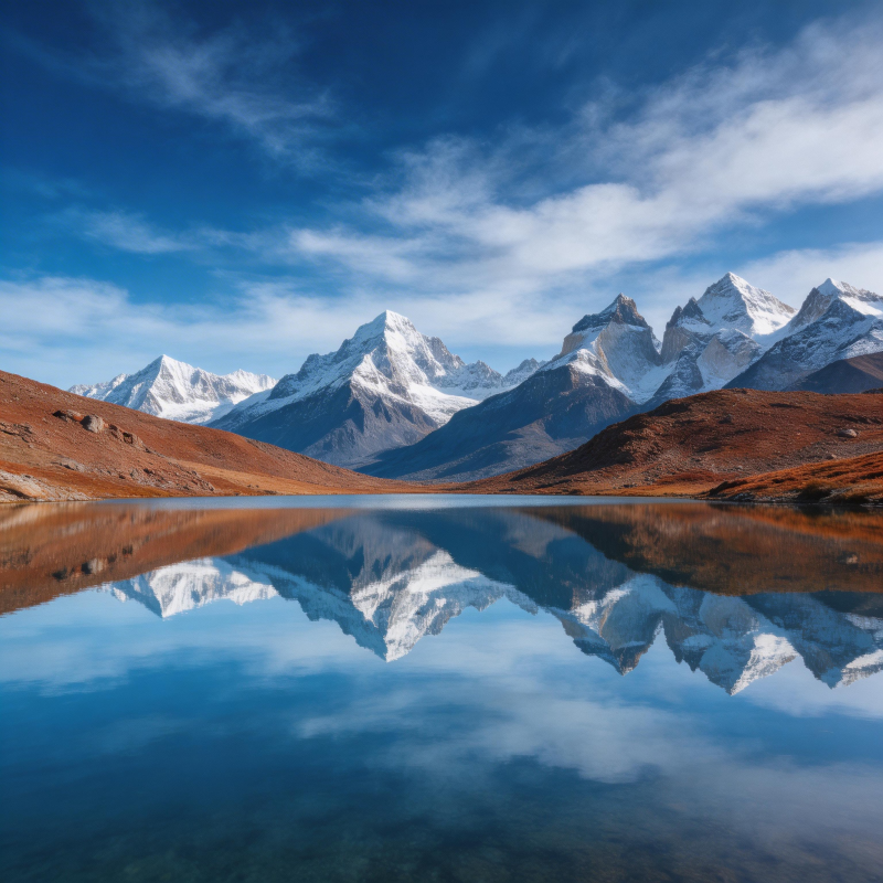 雪山倒影湖光图片