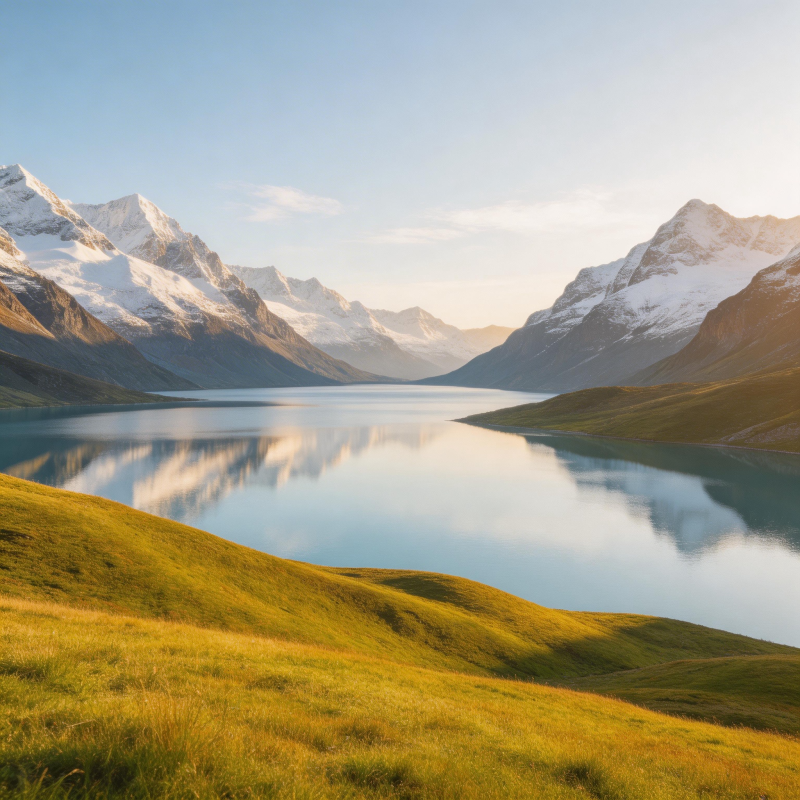雪山映湖 静谧如画图片