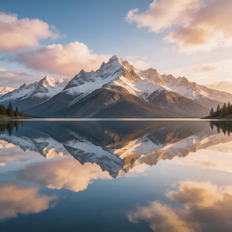 雪山倒影湖光图片